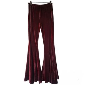 dELiA*s - Women's "Swish & Flick" Burgundy Extra Long Velvet Flare Pants Size L